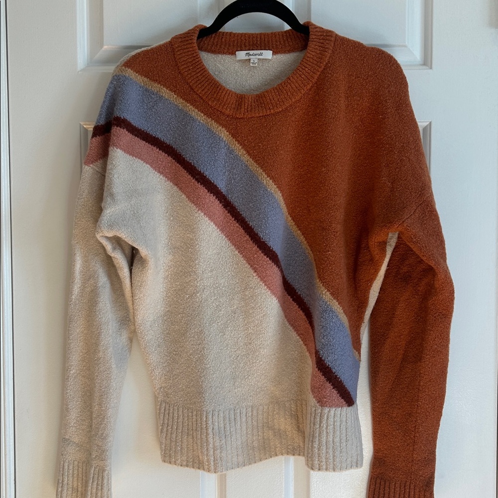 Madewell Striped Lyford Pullover Sweater in Coziest Textured Yarn